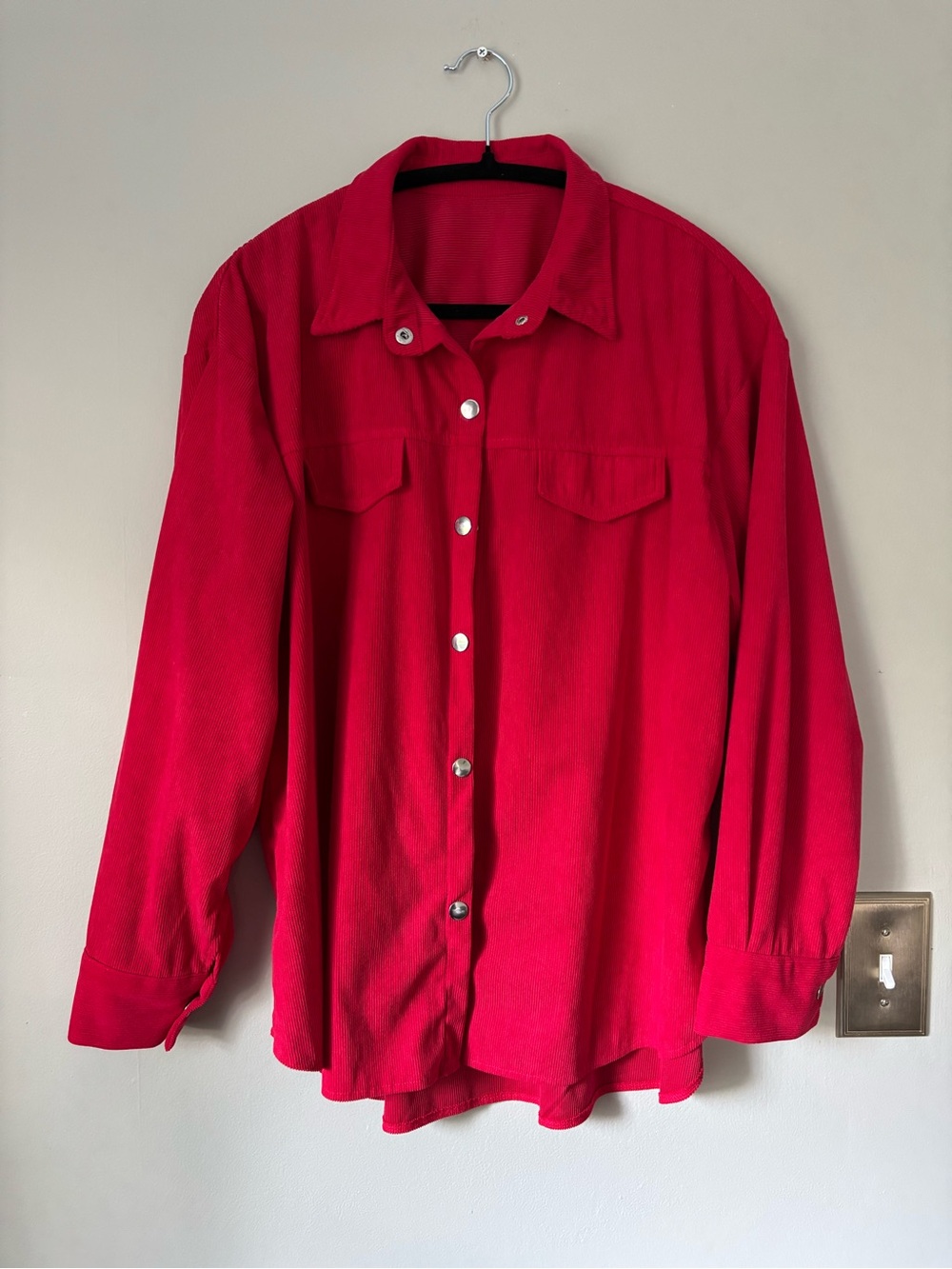 SHEIN - Bright Red Button-Up Shacket